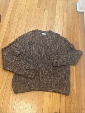 COOGI Brown Textured Cable Crewneck